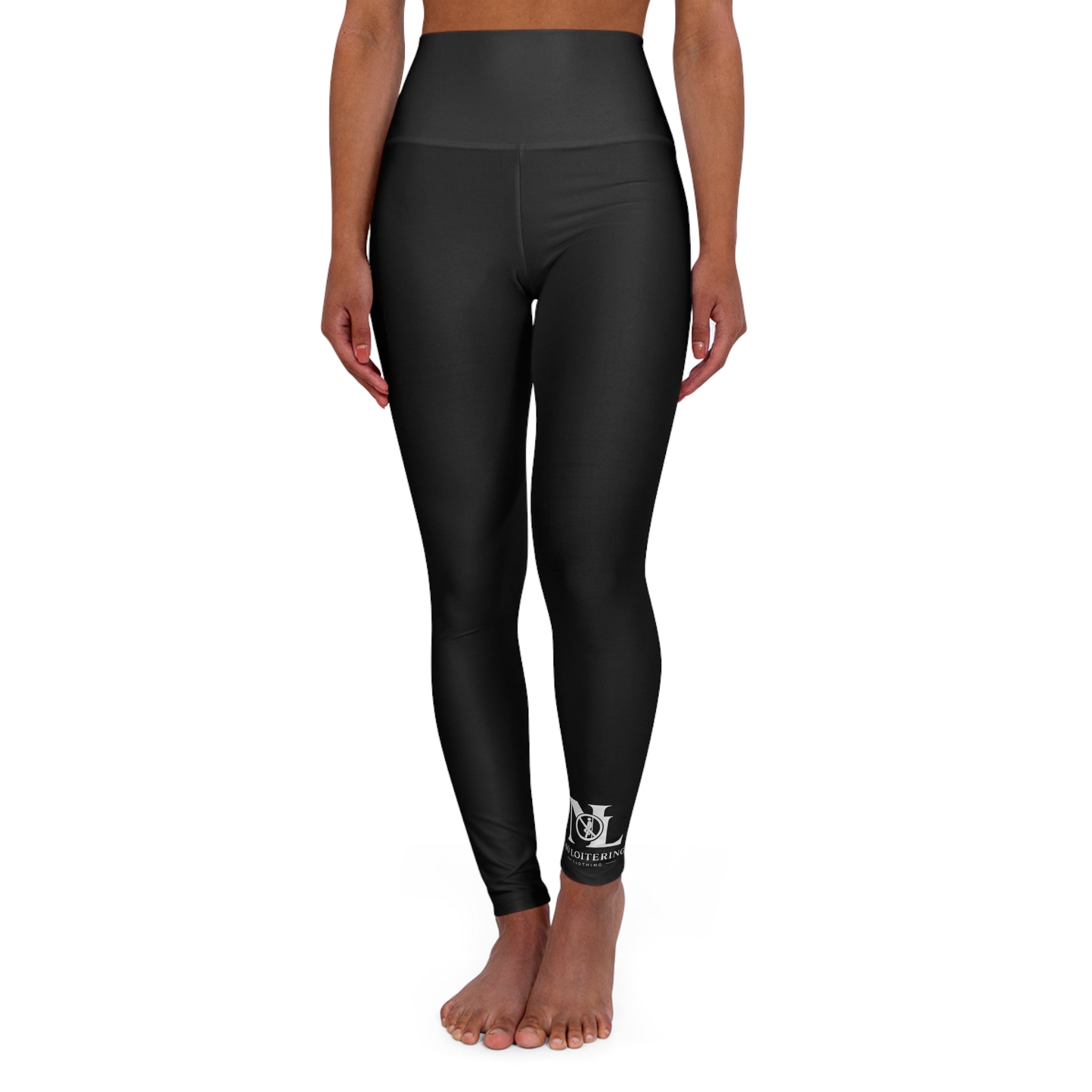 High-Waist Black Yoga Leggings — Sleek All-Over-Print Activewear