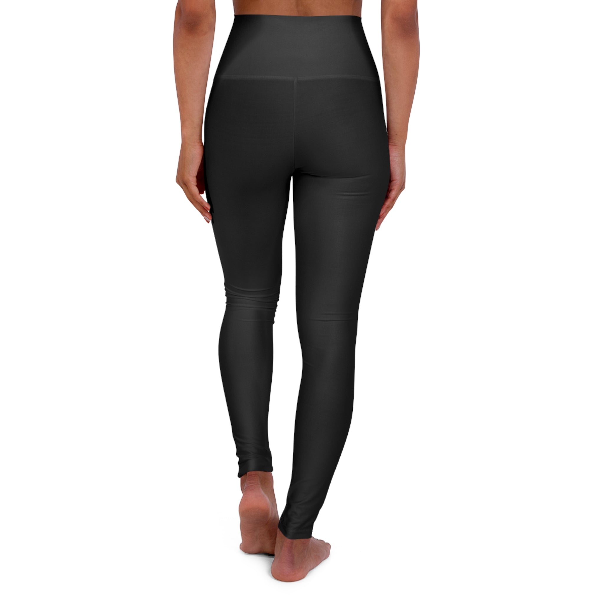 High-Waist Black Yoga Leggings — Sleek All-Over-Print Activewear