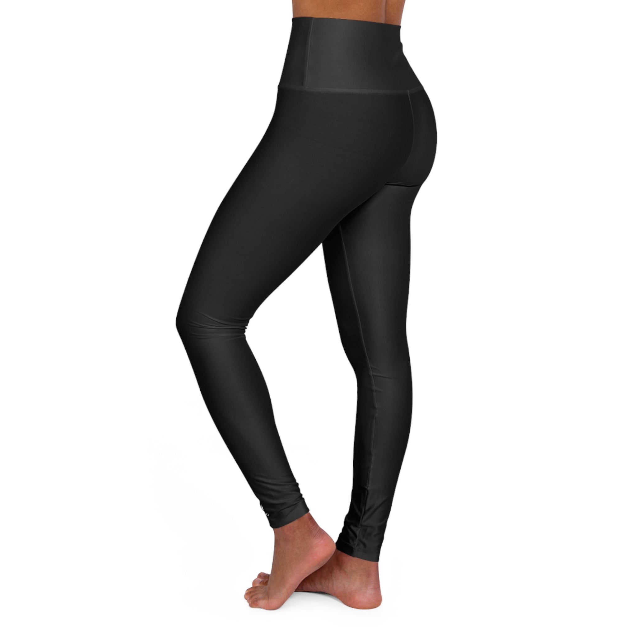 High-Waist Black Yoga Leggings — Sleek All-Over-Print Activewear
