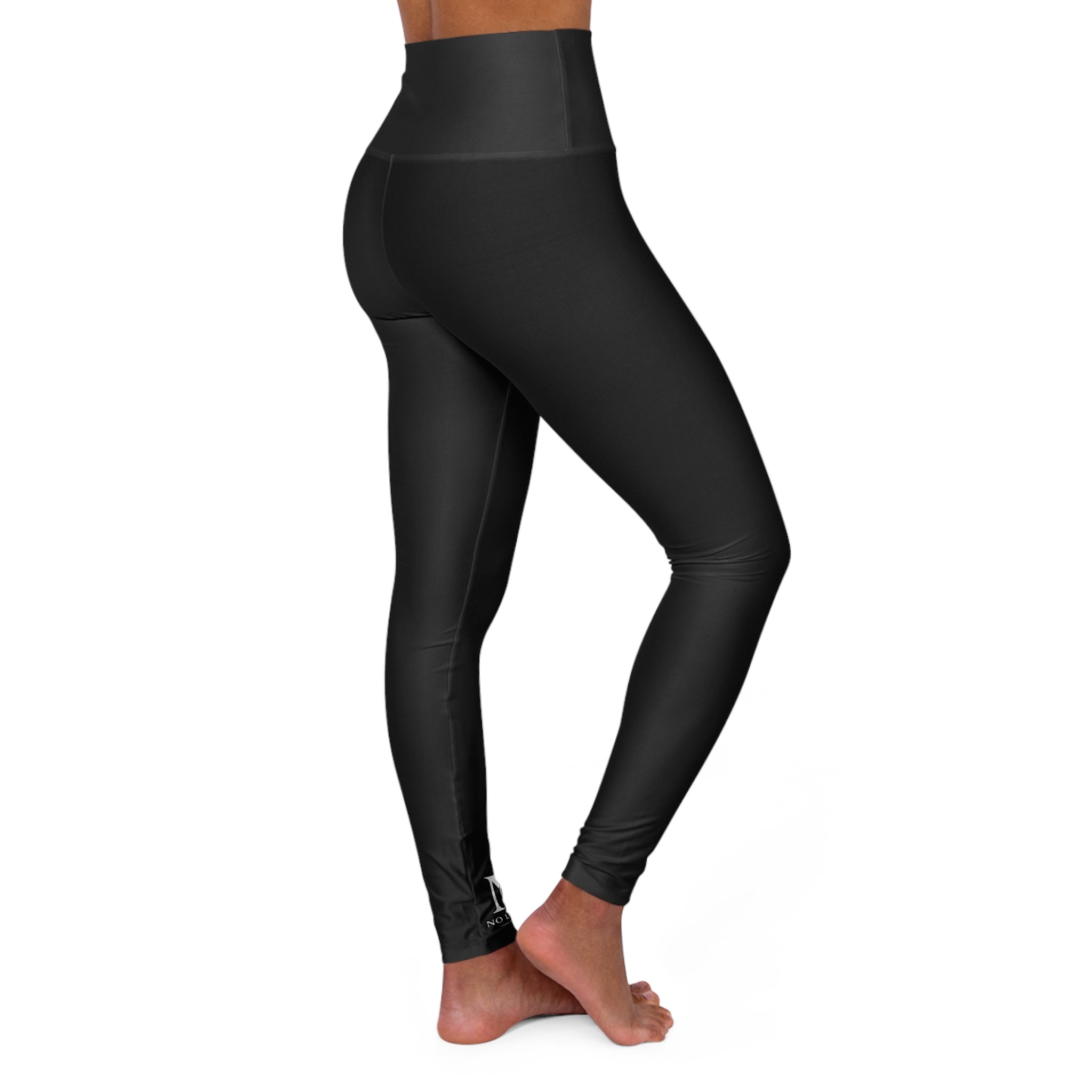 High-Waist Black Yoga Leggings — Sleek All-Over-Print Activewear