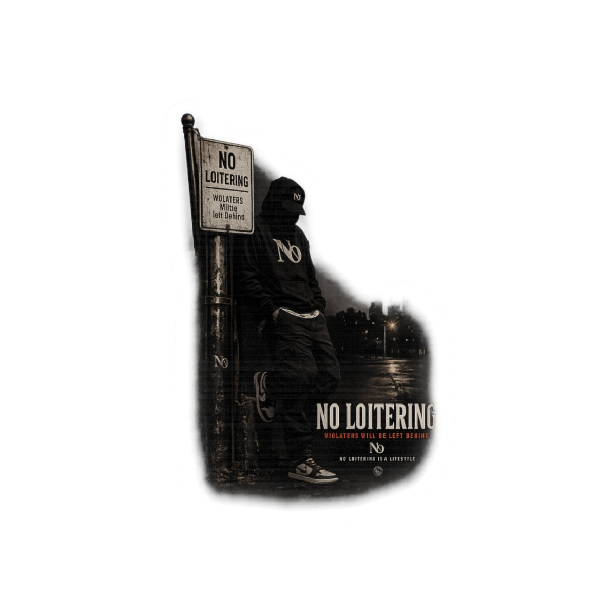 No Loitering Kiss-Cut Sticker — Urban Street Art Laptop Decal