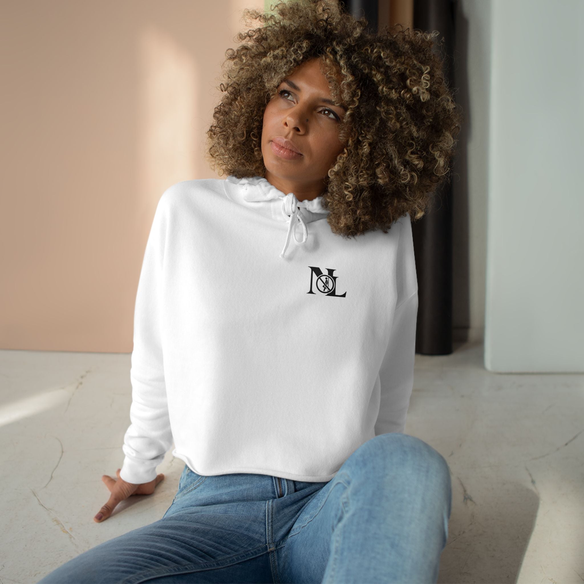 NL Minimal Monogram Logo Cropped Hoodie
