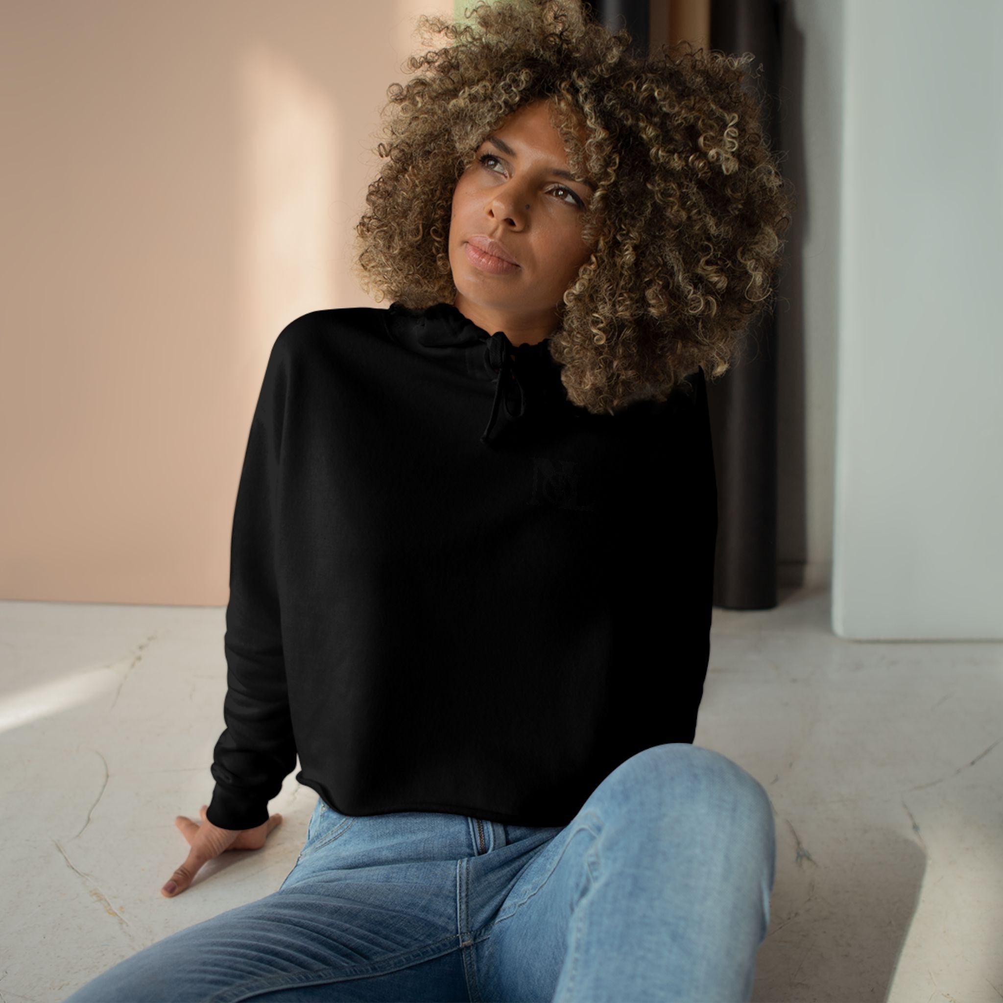 NL Minimal Monogram Logo Cropped Hoodie