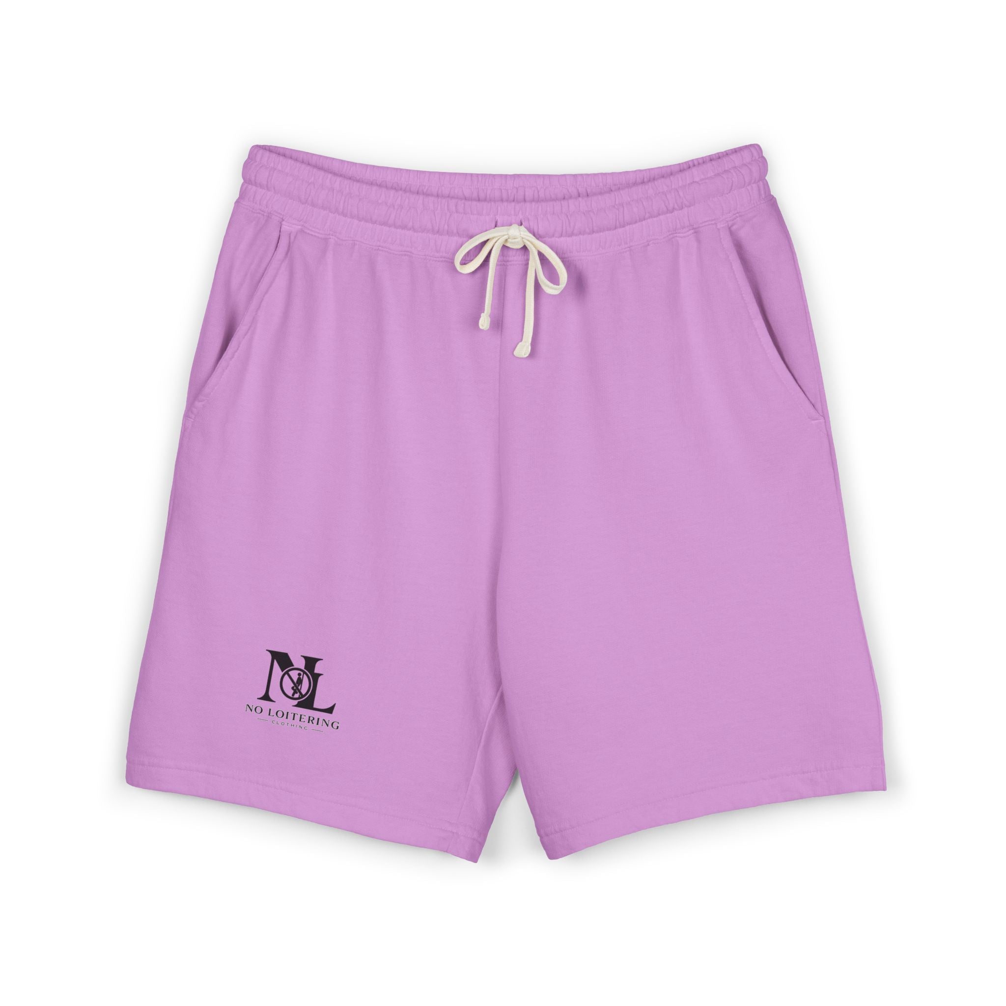 Fleece Sweat Shorts - Minimal 'No Loitering' Logo Athletic Lounge Shorts